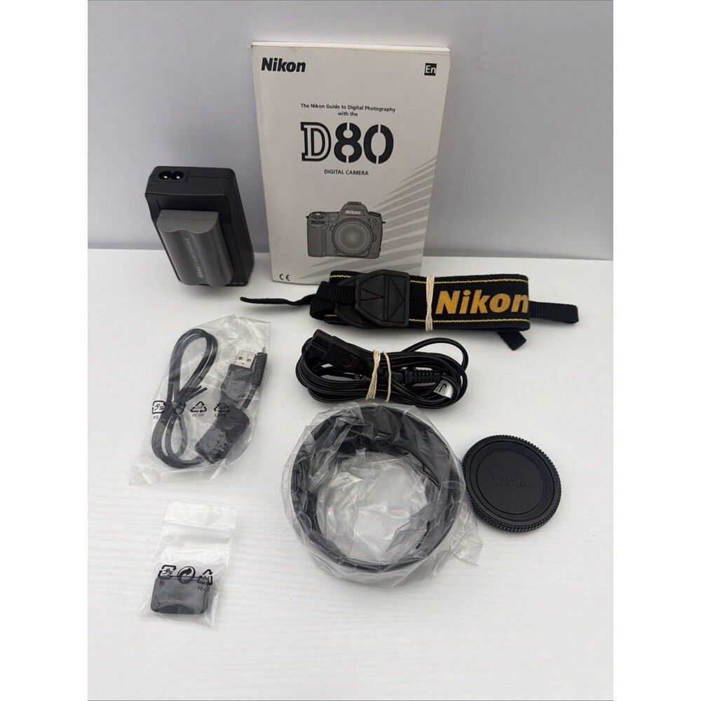 Accessories Bundle For Nikon D80 - Battery, Charger, Strap, USB Cable, Lens Hood